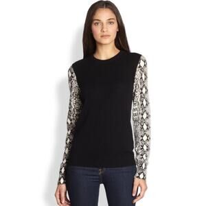NWT Equipment Shane snakeskin print sleeve crewneck cashmere sweater sz L